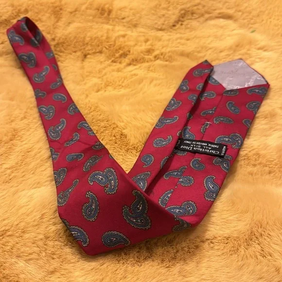 Christian Dior Paisley Neck Tie USED - Picture 4 of 5
